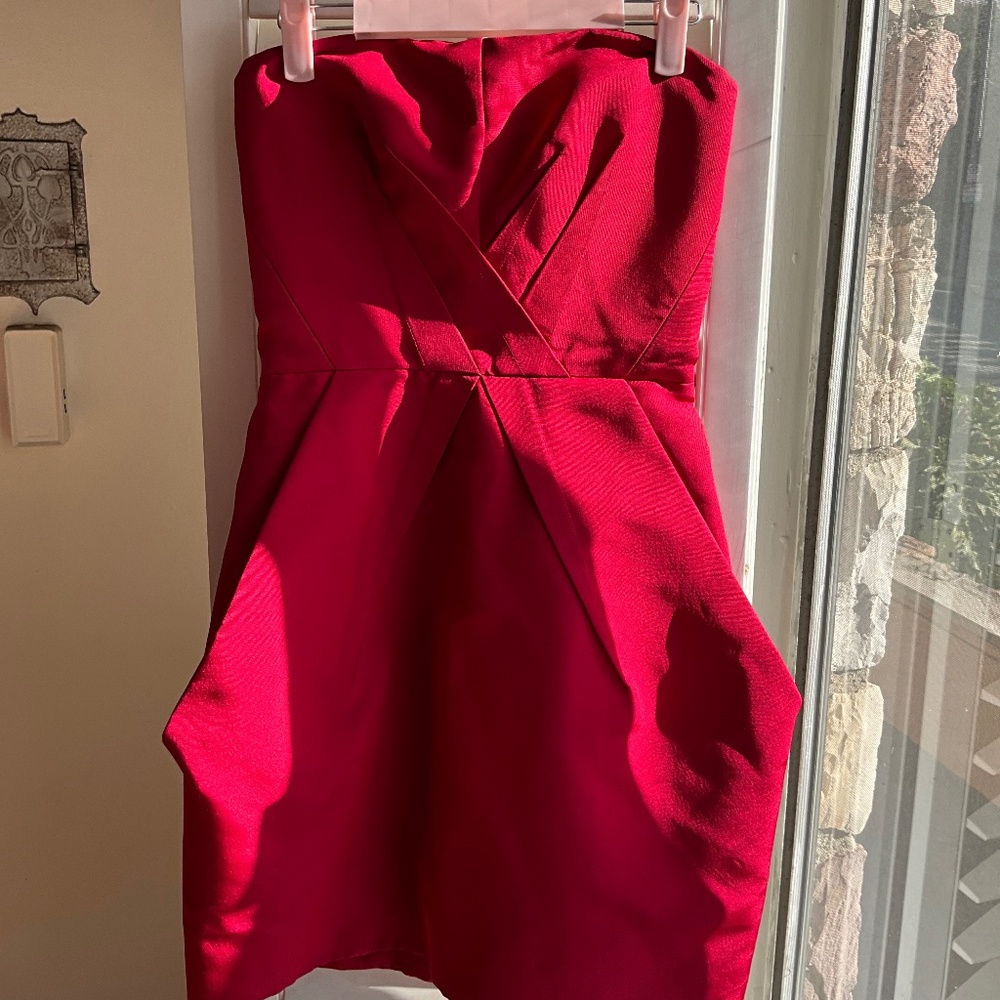 Kaufman Franco mini strapless red dress XS